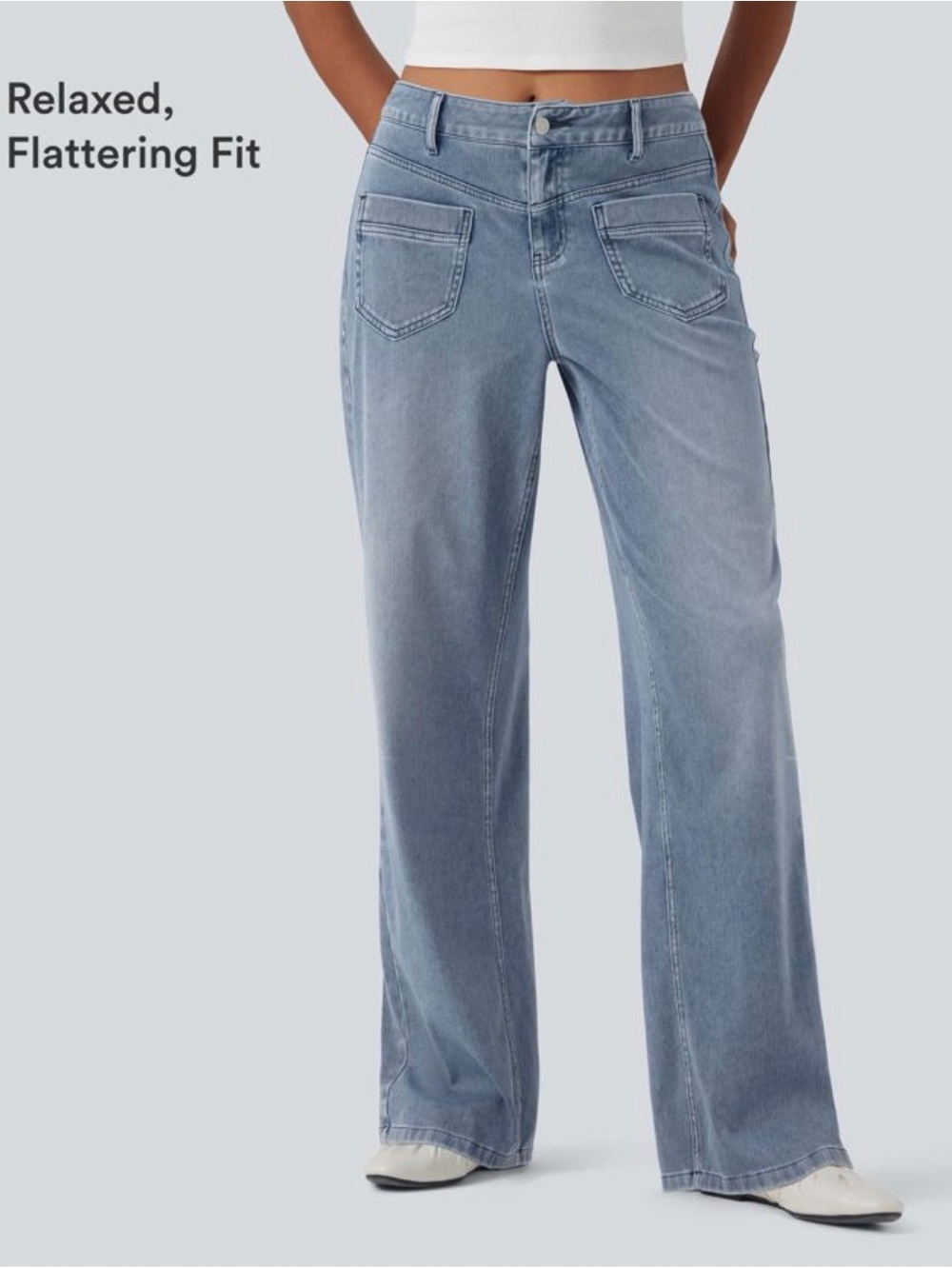 Halara Flex™ Mid Rise Straight Leg Casual Jeans with Pockets Sz S